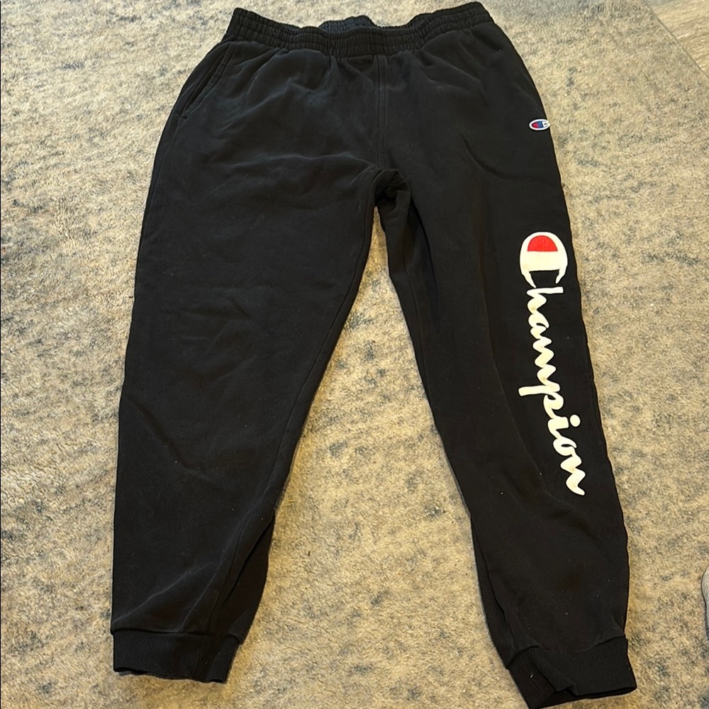 Champion Black Jogger Pants with Logo